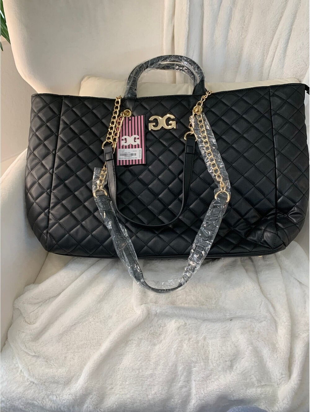 Gilda Paris Quilted Large Tote Bag Black